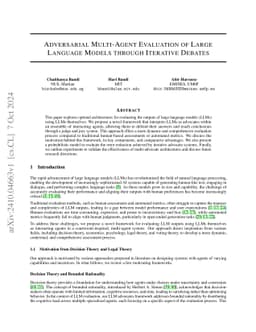 Adversarial Multi-Agent Evaluation of Large Language Models through
  Iterative Debates