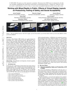 Working with Mixed Reality in Public: Effects of Virtual Display Layouts
  on Productivity, Feeling of Safety, and Social Acceptability