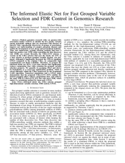 The Informed Elastic Net for Fast Grouped Variable Selection and FDR
  Control in Genomics Research