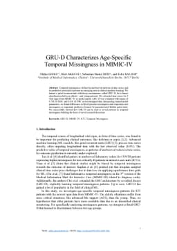 GRU-D Characterizes Age-Specific Temporal Missingness in MIMIC-IV