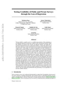 Testing Credibility of Public and Private Surveys through the Lens of
  Regression