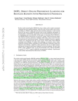 DOPL: Direct Online Preference Learning for Restless Bandits with
  Preference Feedback