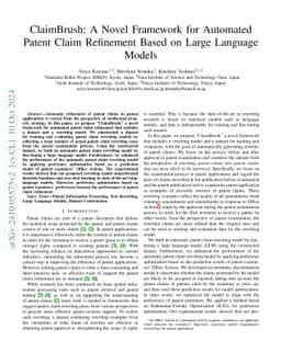 ClaimBrush: A Novel Framework for Automated Patent Claim Refinement
  Based on Large Language Models