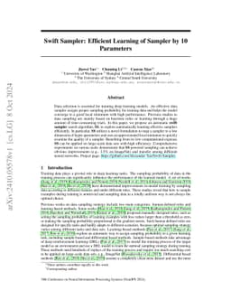 Swift Sampler: Efficient Learning of Sampler by 10 Parameters