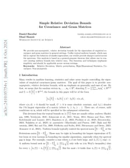 Simple Relative Deviation Bounds for Covariance and Gram Matrices