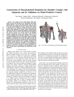 Construction of Musculoskeletal Simulation for Shoulder Complex with
  Ligaments and Its Validation via Model Predictive Control