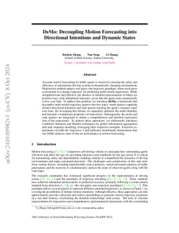 DeMo: Decoupling Motion Forecasting into Directional Intentions and
  Dynamic States