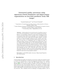 Automated quality assessment using appearance-based simulations and
  hippocampus segmentation on low-field paediatric brain MR images