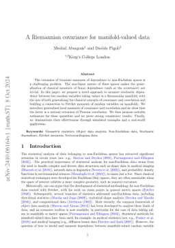 A Riemannian covariance for manifold-valued data