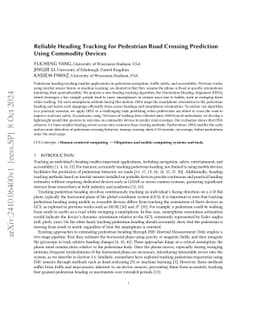 Reliable Heading Tracking for Pedestrian Road Crossing Prediction Using
  Commodity Devices
