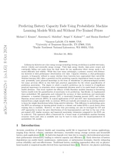 Predicting Battery Capacity Fade Using Probabilistic Machine Learning
  Models With and Without Pre-Trained Priors