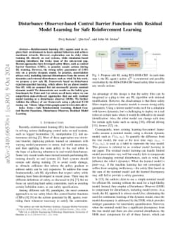 Disturbance Observer-based Control Barrier Functions with Residual Model
  Learning for Safe Reinforcement Learning