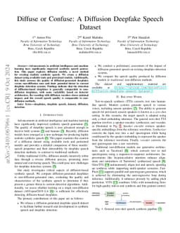 Diffuse or Confuse: A Diffusion Deepfake Speech Dataset