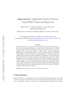 Shap-Select: Lightweight Feature Selection Using SHAP Values and
  Regression
