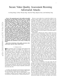 Secure Video Quality Assessment Resisting Adversarial Attacks