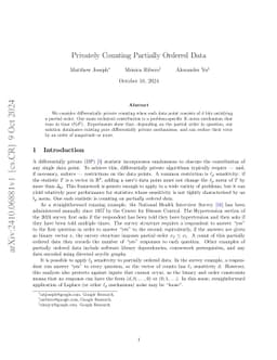 Privately Counting Partially Ordered Data