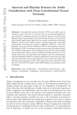 Spectral and Rhythm Features for Audio Classification with Deep
  Convolutional Neural Networks