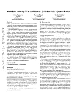 Transfer Learning for E-commerce Query Product Type Prediction