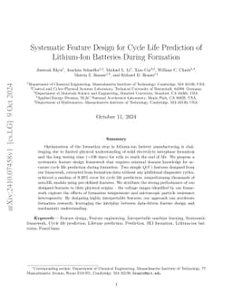 Systematic Feature Design for Cycle Life Prediction of Lithium-Ion
  Batteries During Formation