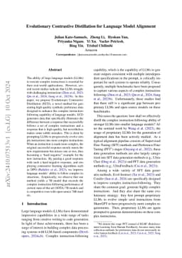 Evolutionary Contrastive Distillation for Language Model Alignment