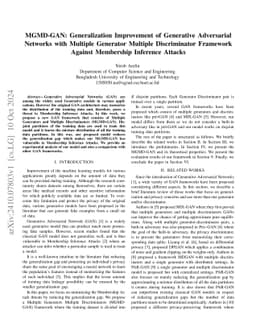 MGMD-GAN: Generalization Improvement of Generative Adversarial Networks
  with Multiple Generator Multiple Discriminator Framework Against Membership
  Inference Attacks