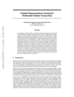 Scalable Representation Learning for Multimodal Tabular Transactions
