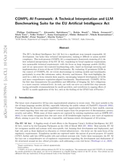 COMPL-AI Framework: A Technical Interpretation and LLM Benchmarking Suite for the EU Artificial Intelligence Act