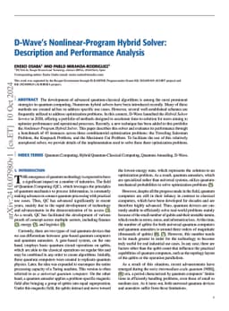 D-Wave's Nonlinear-Program Hybrid Solver: Description and Performance
  Analysis