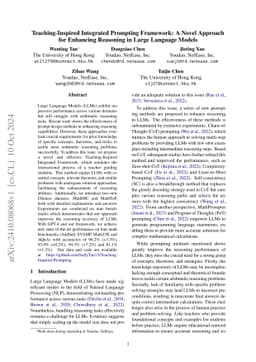 Teaching-Inspired Integrated Prompting Framework: A Novel Approach for
  Enhancing Reasoning in Large Language Models