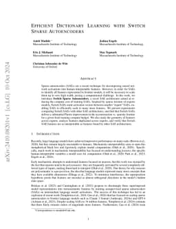 Efficient Dictionary Learning with Switch Sparse Autoencoders
