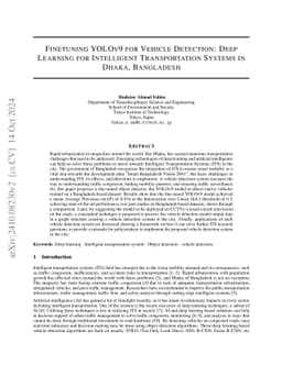 Finetuning YOLOv9 for Vehicle Detection: Deep Learning for Intelligent
  Transportation Systems in Dhaka, Bangladesh