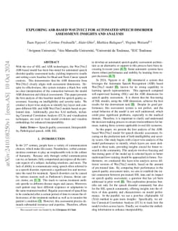 Exploring ASR-Based Wav2Vec2 for Automated Speech Disorder Assessment:
  Insights and Analysis