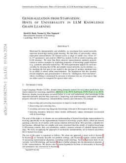 Generalization from Starvation: Hints of Universality in LLM Knowledge
  Graph Learning