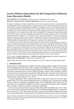 Levels of Binary Equivalence for the Comparison of Binaries from Alternative Builds