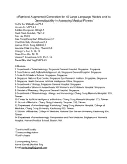 oRetrieval Augmented Generation for 10 Large Language Models and its
  Generalizability in Assessing Medical Fitness