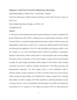 Kolmogorov-Arnold Neural Networks for High-Entropy Alloys Design