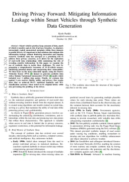 Driving Privacy Forward: Mitigating Information Leakage within Smart
  Vehicles through Synthetic Data Generation