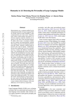 Humanity in AI: Detecting the Personality of Large Language Models