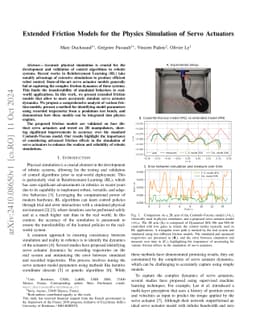 Extended Friction Models for the Physics Simulation of Servo Actuators