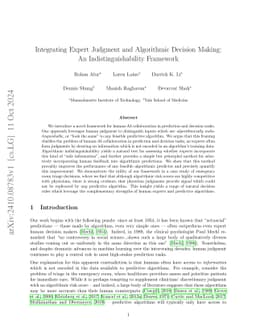 Integrating Expert Judgment and Algorithmic Decision Making: An
  Indistinguishability Framework
