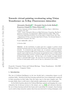 Towards virtual painting recolouring using Vision Transformer on X-Ray
  Fluorescence datacubes
