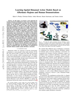 Learning Spatial Bimanual Action Models Based on Affordance Regions and
  Human Demonstrations