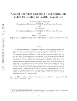 Causal inference targeting a concentration index for studies of health
  inequalities