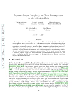 Improved Sample Complexity for Global Convergence of Actor-Critic
  Algorithms