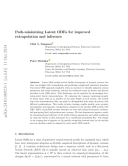 Path-minimizing Latent ODEs for improved extrapolation and inference