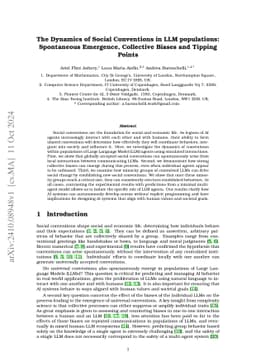 The Dynamics of Social Conventions in LLM populations: Spontaneous
  Emergence, Collective Biases and Tipping Points