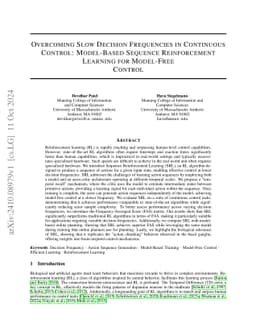 Overcoming Slow Decision Frequencies in Continuous Control: Model-Based Sequence Reinforcement Learning for Model-Free Control