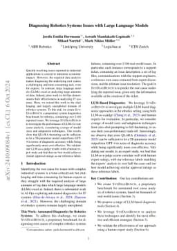 Diagnosing Robotics Systems Issues with Large Language Models