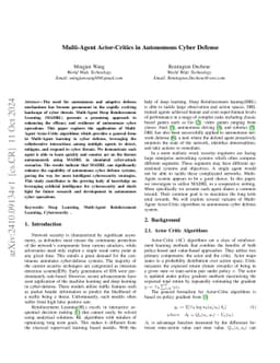 Multi-Agent Actor-Critics in Autonomous Cyber Defense