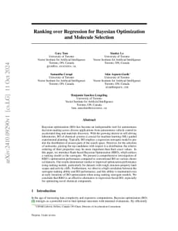 Ranking over Regression for Bayesian Optimization and Molecule Selection